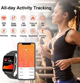 img 3 attached to 📱 LCW Smart Watch: Fitness Tracker for iPhone and Android | Heart Rate, Blood Oxygen, Body Temperature, Sleep and Step Tracker | 1.4" Touch Screen, IP67 Waterproof