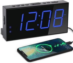img 4 attached to ⏰ Digital Dual Alarm Clock for Bedrooms: Large Display, USB Charger, Battery Backup, Dimmer, 4 Alarm Volume, DST 12/24H - Perfect for Heavy Sleepers, Kids, Seniors & Teens