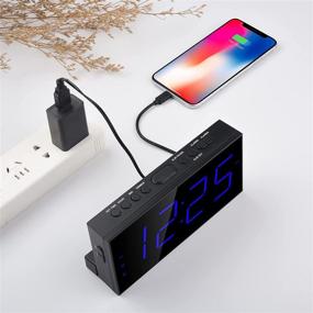 img 3 attached to ⏰ Digital Dual Alarm Clock for Bedrooms: Large Display, USB Charger, Battery Backup, Dimmer, 4 Alarm Volume, DST 12/24H - Perfect for Heavy Sleepers, Kids, Seniors & Teens