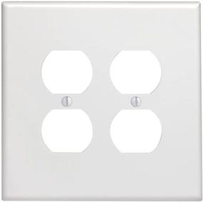 img 1 attached to 🔌 Leviton 88116 Oversized 2-Gang Duplex Device Receptacle Wallplate, White - Thermoset, Device Mount