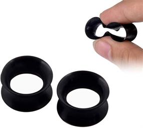 img 3 attached to 🔌 Yungger - 3 Pairs / 6 Pairs of Ultra Thin Silicone Double Flared Flexible Tunnels for Ear Stretching in Black, White, and Clear - Gauge Sizes from 4g to 1 inch