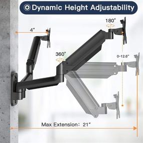 img 1 attached to 💻 Dual Monitor Wall Mount - Gas Spring Full Motion Adjustable VESA Stand for 15-27 Inch LCD Screens, Holds up to 17.6lbs Each Arm