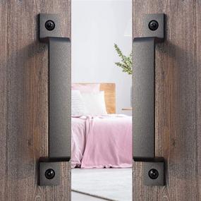 img 2 attached to 🚪 VivaLight 8-inch Sliding Barn Door Handle Pull - Set of 2 Black Large Rustic Fence Gate Handles