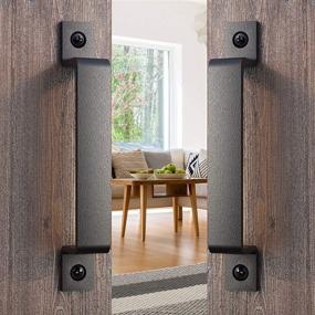 img 3 attached to 🚪 VivaLight 8-inch Sliding Barn Door Handle Pull - Set of 2 Black Large Rustic Fence Gate Handles