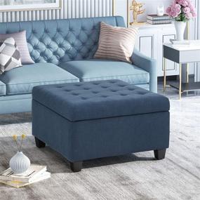 img 3 attached to 🔲 Navy Blue Tufted Ottoman with Dark Brown Storage by Christopher Knight Home: Stylish and Functional Furniture