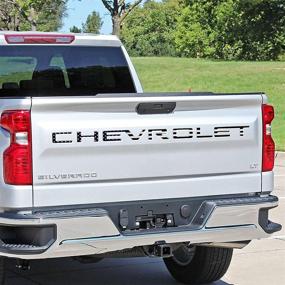 img 2 attached to JINGSEN Tailgate Inserts Letters for Chevrolet Silverado 2019-2021 - 3D Raised & Strong Adhesive Decals, Black American Flag Tailgate Emblems