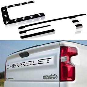 img 3 attached to JINGSEN Tailgate Inserts Letters for Chevrolet Silverado 2019-2021 - 3D Raised & Strong Adhesive Decals, Black American Flag Tailgate Emblems