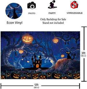 img 3 attached to 🎃 Halloween Photography Backdrop: Funnytree Moonlit Spooky Forest with Pumpkins, Lanterns, Dead Trees, and Haunted House Background – Perfect Banner for Parties, Cake Table Decorations, Photo Booth – 5x3ft