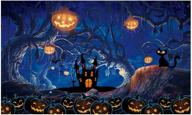 🎃 halloween photography backdrop: funnytree moonlit spooky forest with pumpkins, lanterns, dead trees, and haunted house background – perfect banner for parties, cake table decorations, photo booth – 5x3ft logo