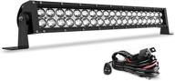 🚗 autosaver88 24 inch straight work light bar 4d 200w led with 8ft wiring harness, 20000lm offroad driving fog lamp marine boating light ip68 waterproof spot & flood combo beam light bar logo