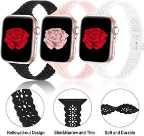 img 3 attached to 🎀 BANDICTION Тонкий Кружевной Браслет: 3-пакета Силиконовых Браслетов для Apple Watch - Женская Замена Ремешка для iWatch Series 7/6/5/4/3/2/1/SE (38мм 40мм 41мм 42мм 44мм 45мм)