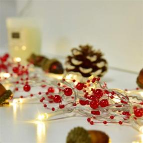 img 2 attached to 🎄 11FT Christmas Berry Beaded Garland with 30LED String Lights - Indoor Outdoor Decoration for Fireplace Mantel, Christmas Warm White Lights