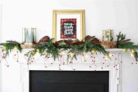 img 3 attached to 🎄 11FT Christmas Berry Beaded Garland with 30LED String Lights - Indoor Outdoor Decoration for Fireplace Mantel, Christmas Warm White Lights