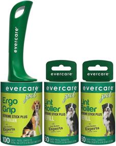 img 1 attached to 🐾 Evercare Pet Hair Extra Sticky Lint Roller and Refills - New Ergo Grip Design - 220 Sheets for Optimal Pet Hair Removal