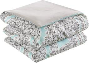 img 2 attached to Comfort Spaces All Season Cozy Comforter Set - Aqua Medallion Twin XL Bedding