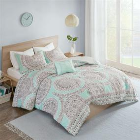 img 4 attached to Comfort Spaces All Season Cozy Comforter Set - Aqua Medallion Twin XL Bedding