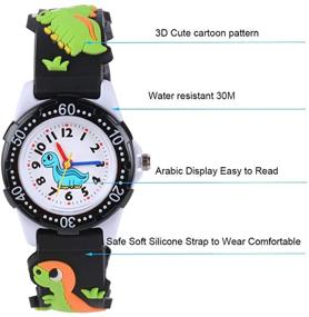 img 1 attached to Waterproof Kids Watch for Boys and Girls, Toddler Watch with Digital and Analog Display, 3D Cute Cartoon Silicone Band, Suitable for 3-10 Years Old Children