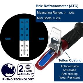 img 3 attached to 🦏 Rhino Handheld Refractometer with Teflon Coating, Auto Temperature Compensation, and Portable Holster – Measures 0-32% Brix