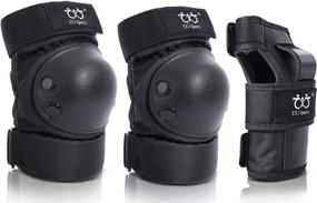 img 4 attached to Protective Gear Set: Boruizhen Youth/Kids Knee and Elbow Pads with Wrist Guards - 6 Pack for Skateboarding, Skating, Cycling, BMX Bike, Scooter, Rollerblading, Riding