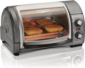 img 4 attached to 👌 Efficient and Convenient Hamilton Beach 31344D Easy Reach 4-Slice Toaster Oven with Roll-Top Door in Silver