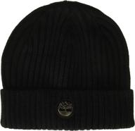 🧢 timberland men's ribbed watch cap with logo plate: fashionable winter headwear for men logo