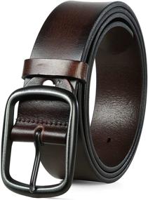 img 4 attached to Cow Leather Belt Jeans Coffee Men's Accessories in Belts
