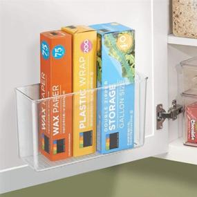 img 3 attached to 🗄️ mDesign Plastic Adhesive Kitchen Storage Organizer Container Bin - Space Saving Solution for Cabinet, Countertop, Freezer, Pantry Organization - Clear Bin for Efficiently Storing Sandwich Bags, Plastic Wrap, and Linge Collection