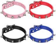 🐾 stylish and durable kasyat 4-piece spiked studded cat collar set in black, blue, red, pink - adjustable collar for small dogs and puppies logo