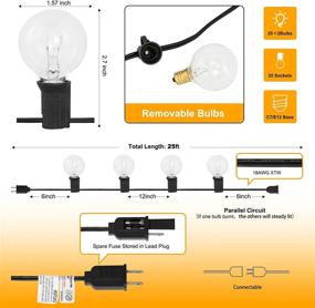 img 1 attached to Украсьте свою мебель для открытого пространства 25-футовыми световыми гирляндами G40 Globe - Водонепроницаемыми, соединяемыми и регулируемыми лампочками из стекла Эдисона для заднего двора, балкона, кафе и декорирования домашних вечеринок.