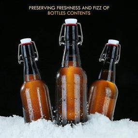 img 2 attached to 🍺 YEBODA 16 oz Amber Glass Beer Bottles: Perfect for Home Brewing with Convenient Flip Caps, Case of 6