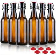 🍺 yeboda 16 oz amber glass beer bottles: perfect for home brewing with convenient flip caps, case of 6 logo