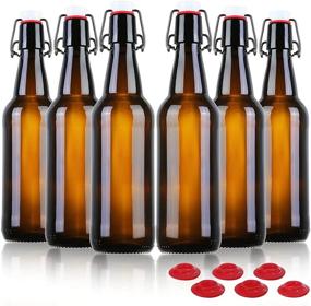 img 4 attached to 🍺 YEBODA 16 oz Amber Glass Beer Bottles: Perfect for Home Brewing with Convenient Flip Caps, Case of 6