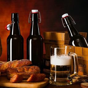 img 3 attached to 🍺 YEBODA 16 oz Amber Glass Beer Bottles: Perfect for Home Brewing with Convenient Flip Caps, Case of 6