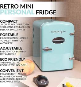 img 2 attached to 🍺 Nostalgia RF6RRAQ Retro 6-Can Mini Fridge - Cooling and Heating with Carry Handle for Home Office, Car, Boat or Dorm Room - AC/DC Power Cords Included - Aqua