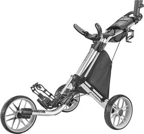 img 2 attached to CaddyTek Foldable 3 Wheel Golf Push Cart - Lightweight Pushcart with Foot Brake - Quick & Easy Open/Close