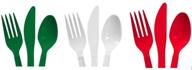 🍴 48-piece heavy duty plastic cutlery set for christmas holidays - spoons, forks, knives - red, green & white logo