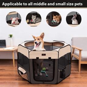 img 2 attached to 🐾 Aivituvin Dog Portable Playpen Exercise Pen, Perfect for Small & Large Dogs, Puppies, Kittens, Rabbits - Pop Up Cat Kennel for Indoor & Outdoor Use, Convenient Top Load Design