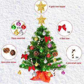 img 2 attached to 🎄 20&#34; Mini Christmas Trees: Tabletop Small Artificial Tree with 30pcs Hanging Ornaments - DIY, Easy Assemble, Indoor Christmas Decorations Tiny Xmas Tree for Table, Desk, Room, Home Decor!