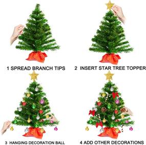 img 1 attached to 🎄 20&#34; Mini Christmas Trees: Tabletop Small Artificial Tree with 30pcs Hanging Ornaments - DIY, Easy Assemble, Indoor Christmas Decorations Tiny Xmas Tree for Table, Desk, Room, Home Decor!