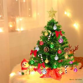 img 4 attached to 🎄 20&#34; Mini Christmas Trees: Tabletop Small Artificial Tree with 30pcs Hanging Ornaments - DIY, Easy Assemble, Indoor Christmas Decorations Tiny Xmas Tree for Table, Desk, Room, Home Decor!