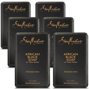 img 4 attached to Shea Moisture African Black Soap with Shea Butter 8 oz (Pack of 6): Natural and Nourishing Skincare Solution