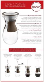 img 3 attached to ☕ Senso-JI Brown Osaka Pour Over Coffee Maker - 37 oz (7-Cup) Glass Carafe with Reusable Stainless Steel Drip Filter and Lid