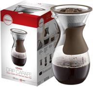 ☕ senso-ji brown osaka pour over coffee maker - 37 oz (7-cup) glass carafe with reusable stainless steel drip filter and lid logo