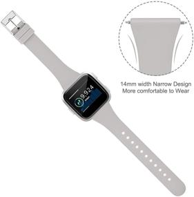 img 1 attached to 🏼 Трехцветный набор ремешков Tobfit (Тобфит) для Fitbit Versa 2, Versa, Versa Lite и SE - силиконовые заменяемые ремешки для умных часов для женщин и мужчин - маленький размер - черный, темно-синий, серый.