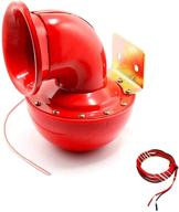 150db air horn electric bull horn loudspeaker red horn with unique cow sound - viping car horn for trucks, lorrys, trains, boats, motorcycles, cars, and more - super loud metal horn for 12v vehicles logo