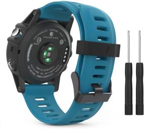 img 4 attached to 📟 MoKo Браслет - совместим с Garmin Fenix 3/5X/6X - Мягкий силиконовый заменяемый ремешок для часов Fenix 6X Pro/3 HR/5X Plus/D2 Delta PX/Descent Mk1 - СИНИЙ