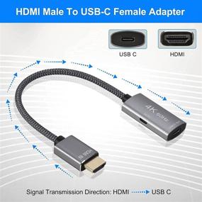 img 2 attached to 🔌 Адаптер HDMI Мужской - USB-C Женский с кабелем питания Micro USB - конвертер HDMI в USB типа C 3.1, адаптер Thunderbolt 3 4K 60 Гц для нового MacBook Pro, Mac Air, Microsoft Surface и других устройств