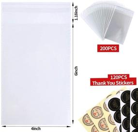 img 3 attached to 🍪 200 Pack Self-Sealing Clear Cookie Bags 4x6 Inch - Cellophane Treat Bags for Candy, Parties, Birthdays, Weddings - Plastic Favor Bags with Stickers for Gift Giving (4x6)