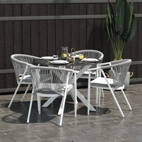 img 1 attached to 🪑 CosmoLiving Circi Collection: Stacking Dining Chair 4-Pack - Charcoal and White