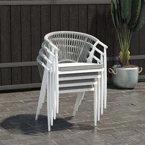 img 2 attached to 🪑 CosmoLiving Circi Collection: Stacking Dining Chair 4-Pack - Charcoal and White
